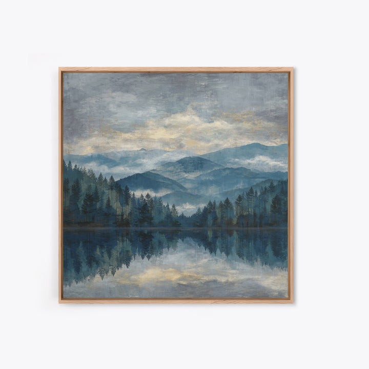 Soft Alpine Horizon Framed Canvas Print, Above Bed Art, Digital Prints, Bedroom Decor, Oil Painting, Serenity, Printable Art, ABA-1x1-48