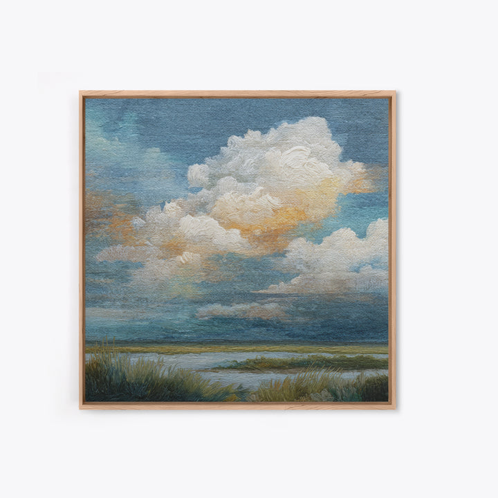 Tranquil Cloudscape with Blush Undertones Canvas Print, Above Bed Art, 3 Piece Wall Art, Bedroom Decor, Fine Art, Serenity, ABA-1x1-5