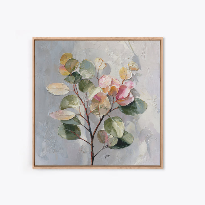 Soft Eucalyptus Branches Arranged Symmetrically Canvas Print, Above Bed Art, Dopamine Decor, Bedroom Decor, Serenity, ABA-1x1-6