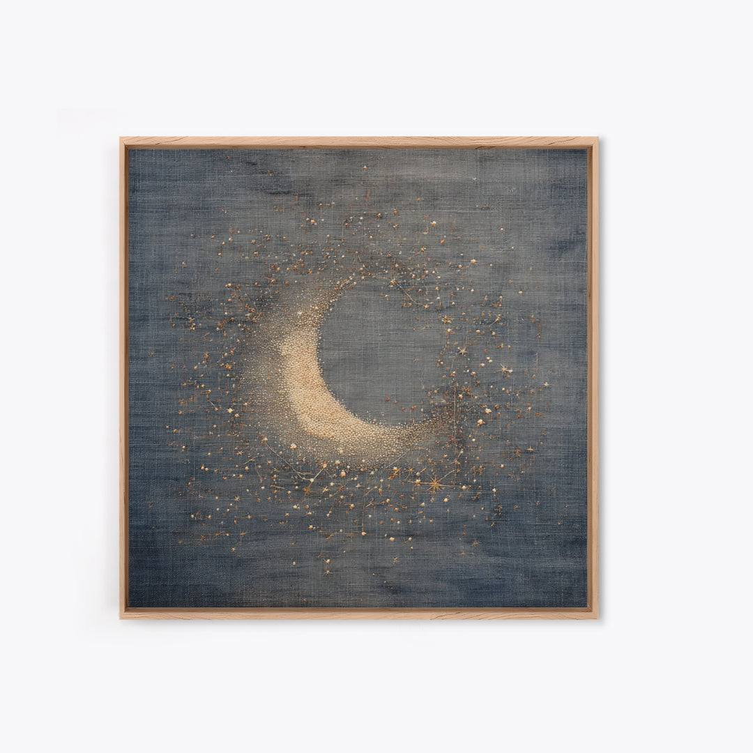 Subtle Celestial Scene Framed Canvas Print, Above Bed Art, Above Bed Decor, Bedroom Decor, Oil Painting, Serenity, ABA-1x1-61