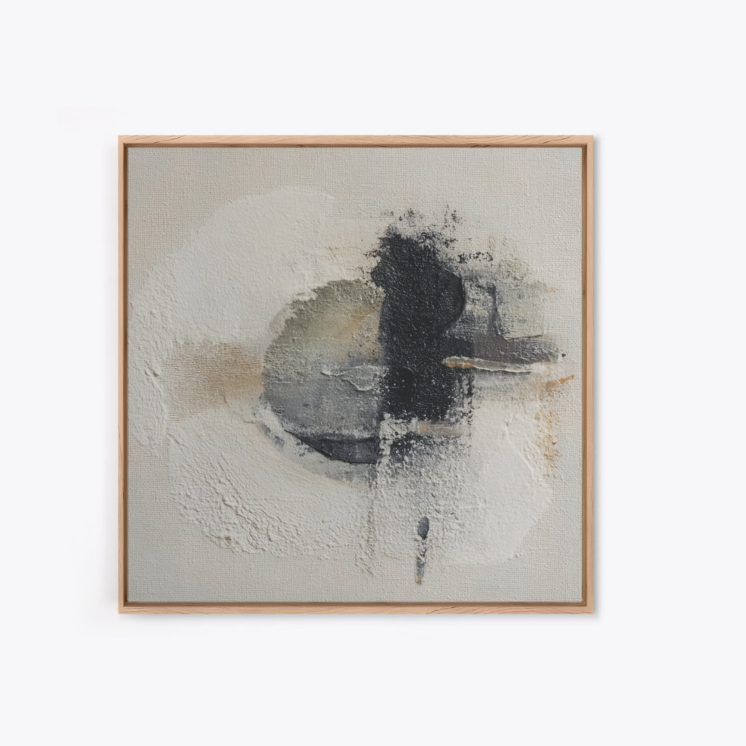 Japandi Ink Shapes Framed Canvas Print, Above Bed Art, Boho Wall Decor, Bedroom Decor, Fine Art, Serenity, Fine Art Print, ABA-1x1-66