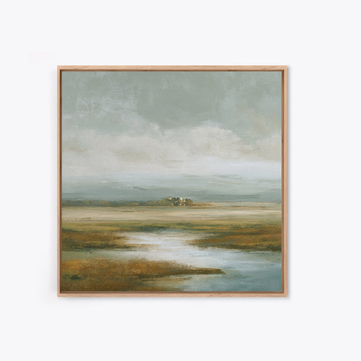 Soft Alpine Horizon Framed Canvas Print, Above Bed Art, Living Room Wall Art, Bedroom Decor, Fine Art, Serenity, Luxury Decor, ABA-1x1-72