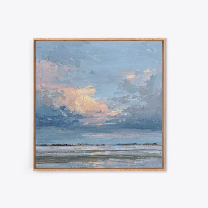 Tranquil Cloudscape with Blush Undertones Canvas Print, Above Bed Art, Room Decor, Bedroom Decor, Fine Art, Serenity, ABA-1x1-77