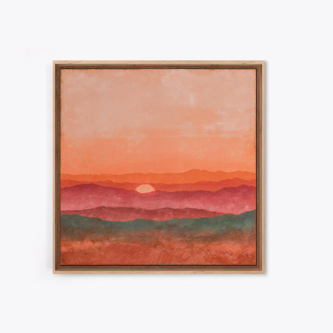 Dreamy Desert Sunset Framed Canvas Print, Above Bed Art, Modern Decor, Bedroom Decor, Fine Art, Serenity, Digital Prints, ABA-1x1-79