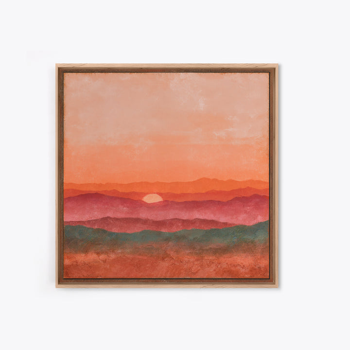 Dreamy Desert Sunset Framed Canvas Print, Above Bed Art, Modern Decor, Bedroom Decor, Fine Art, Serenity, Digital Prints, ABA-1x1-79