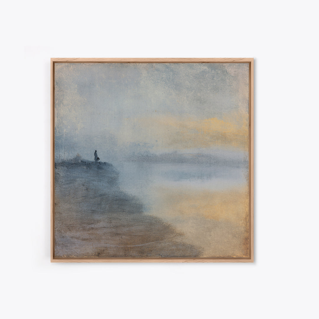 Minimal Two Figure Line Drawing Framed Canvas Print, Above Bed Art, Neutral Decor, Bedroom Decor, Oil Painting, Serenity, ABA-1x1-80