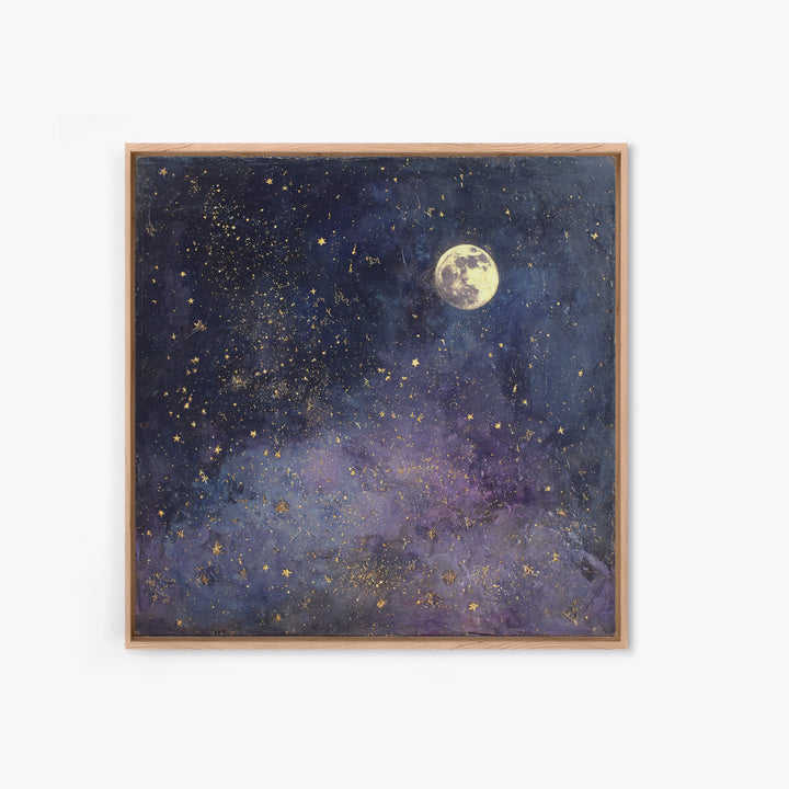 Subtle Celestial Scene Canvas Print, Above Bed Art, Statement Artwork, Bedroom Decor, Fine Art, Serenity, Printable Wall Art, ABA-1x1-85