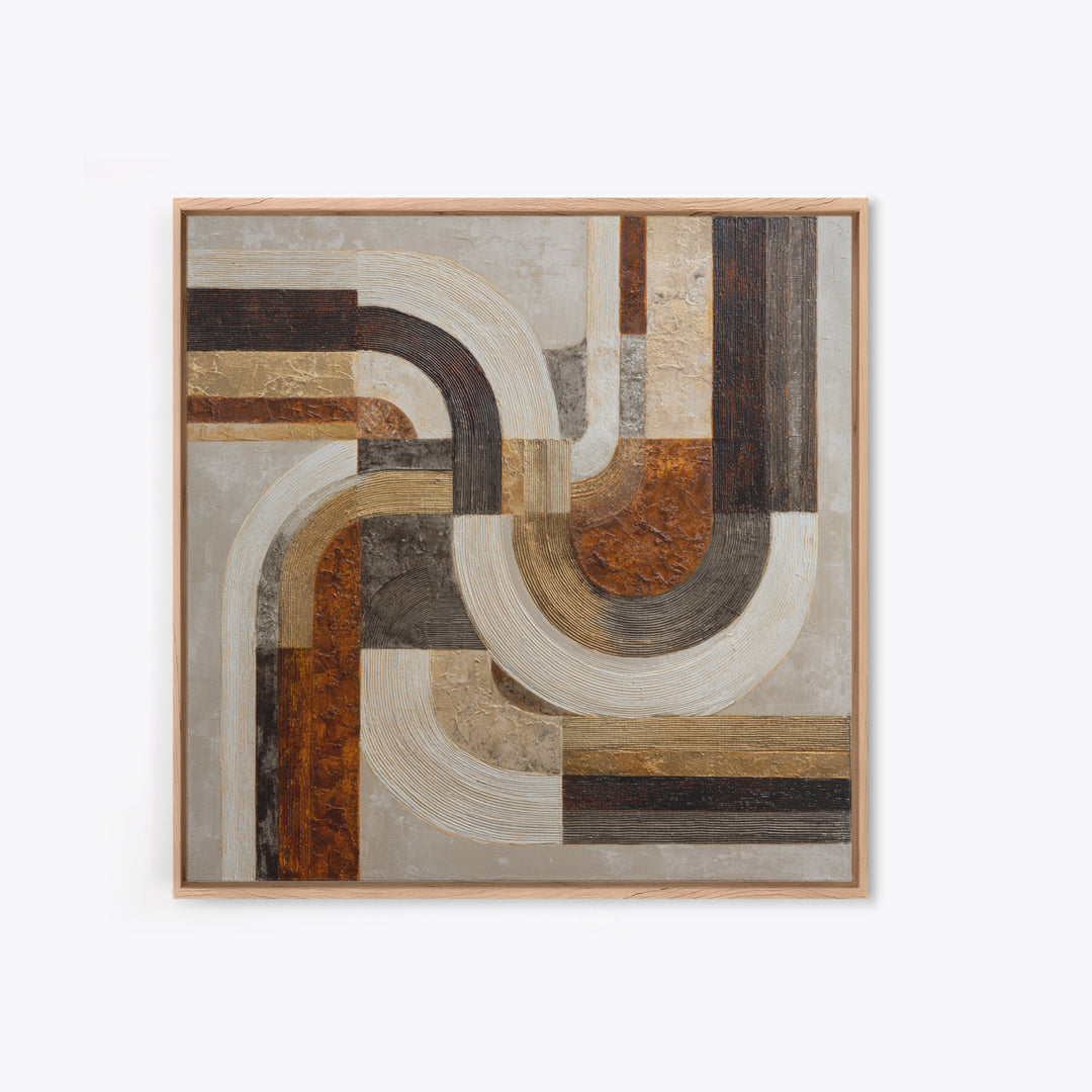 Warm Taupe Abstract Waves Canvas Print, Above Bed Art, Statement Artwork, Bedroom Decor, Abstract Art, Serenity, ABA-1x1-87
