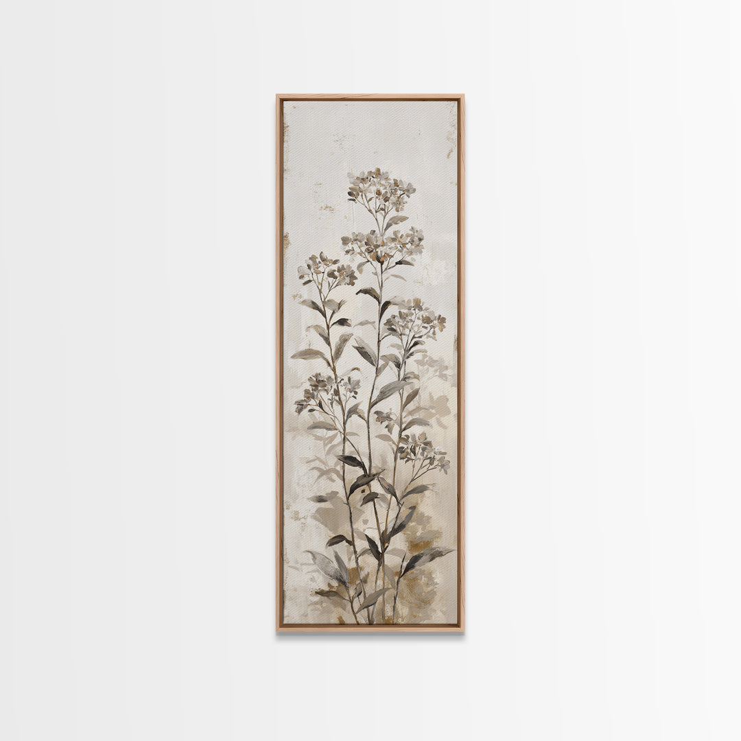 Tonal Botanical Shadows on Plaster Surface Canvas Print, Above Bed Art, Digital Print, Bedroom Decor, Fine Art, Serenity, ABA-1x3-11