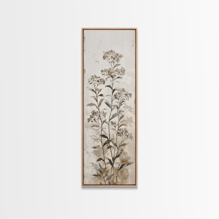 Tonal Botanical Shadows on Plaster Surface Canvas Print, Above Bed Art, Digital Print, Bedroom Decor, Fine Art, Serenity, ABA-1x3-11