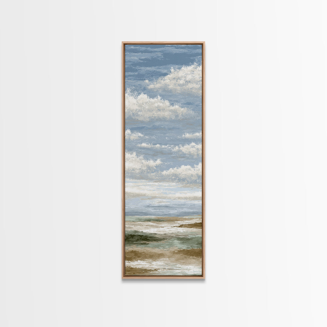 Tranquil Cloudscape with Blush Undertones Canvas Print, Above Bed Art, Room Decor, Bedroom Decor, Fine Art, Serenity, ABA-1x3-17