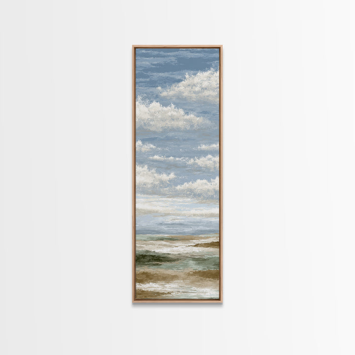 Tranquil Cloudscape with Blush Undertones Canvas Print, Above Bed Art, Room Decor, Bedroom Decor, Fine Art, Serenity, ABA-1x3-17