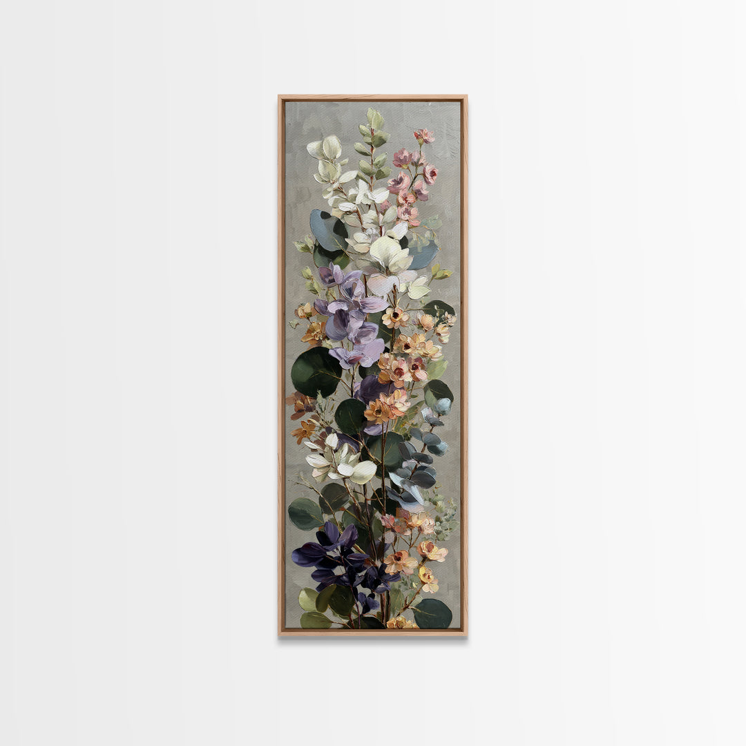 Soft Eucalyptus Branches Arranged Symmetrically Canvas Print, Above Bed Art, Bedroom Wall Art, Bedroom Decor, Oil Painting, ABA-1x3-18