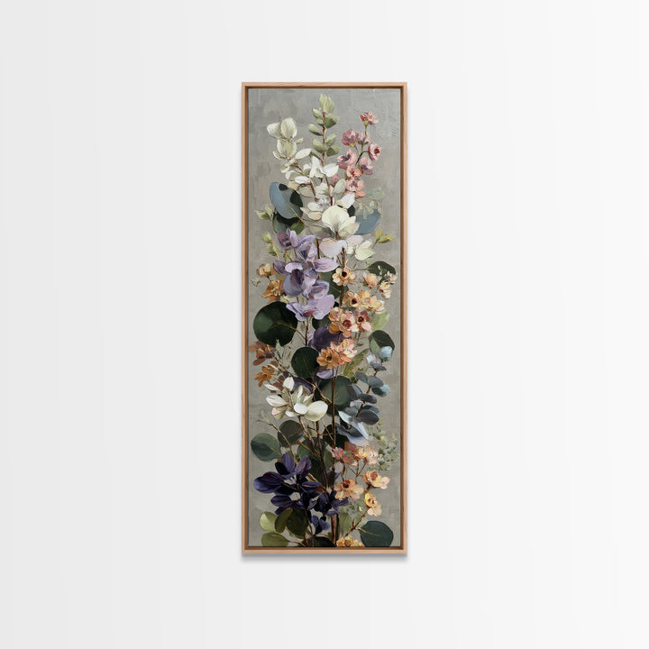 Soft Eucalyptus Branches Arranged Symmetrically Canvas Print, Above Bed Art, Bedroom Wall Art, Bedroom Decor, Oil Painting, ABA-1x3-18