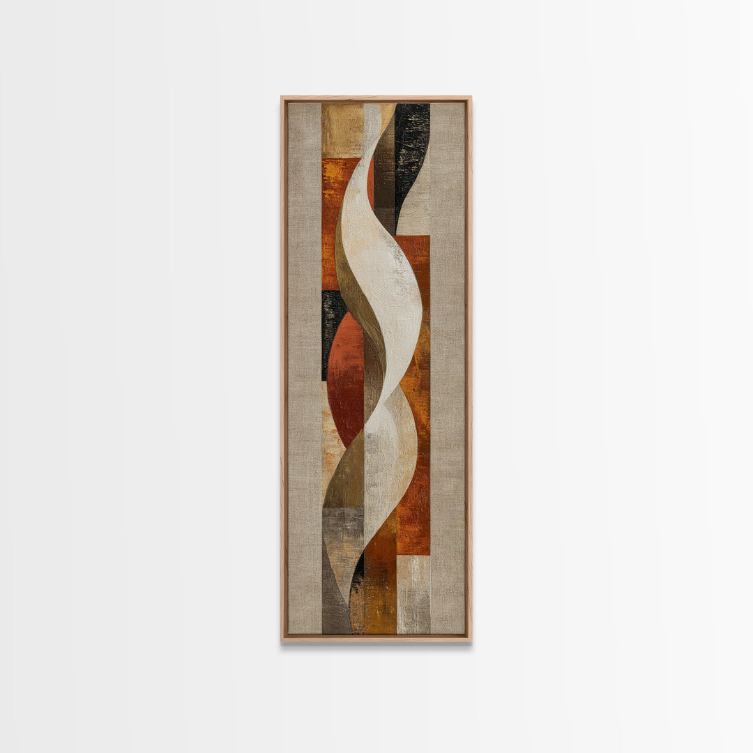 Warm Taupe Abstract Waves Framed Canvas Print, Above Bed Art, Minimalist Decor, Bedroom Decor, Abstract Art, Serenity, ABA-1x3-3