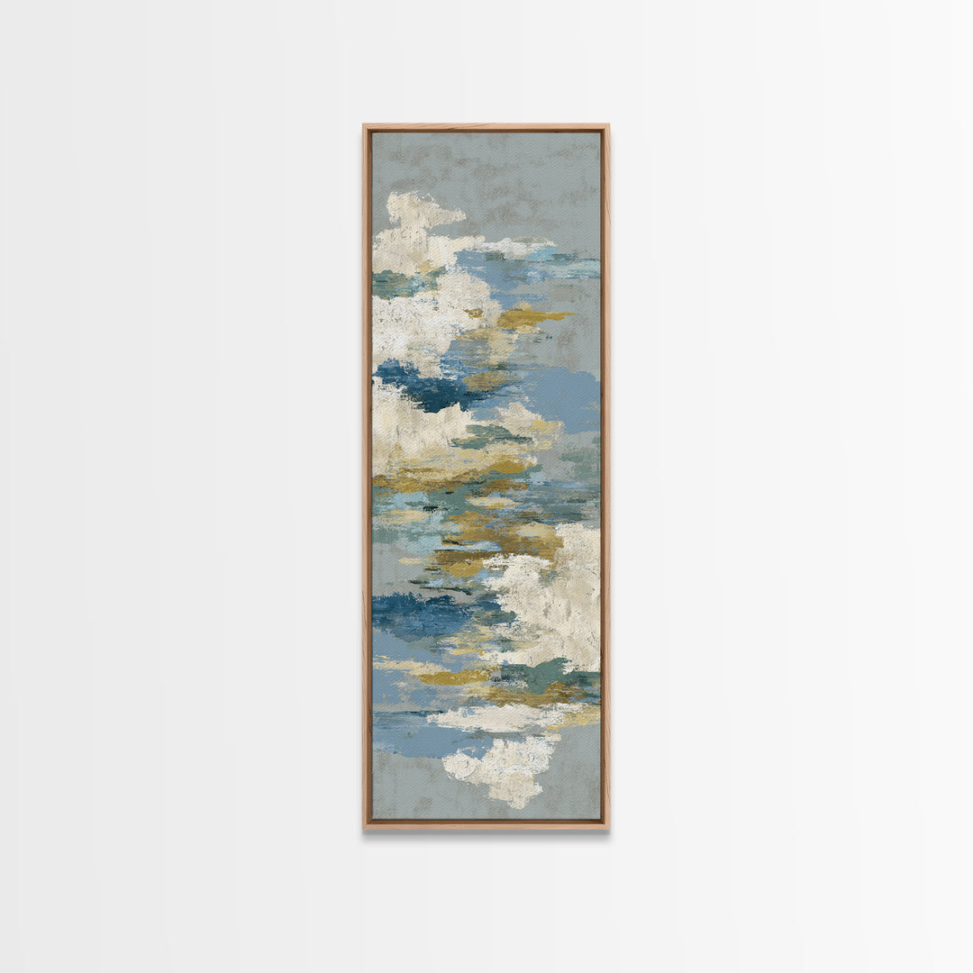Japandi Ink Shapes Framed Canvas Print, Above Bed Art, Western Decor, Bedroom Decor, Abstract Art, Serenity, ABA-1x3-30