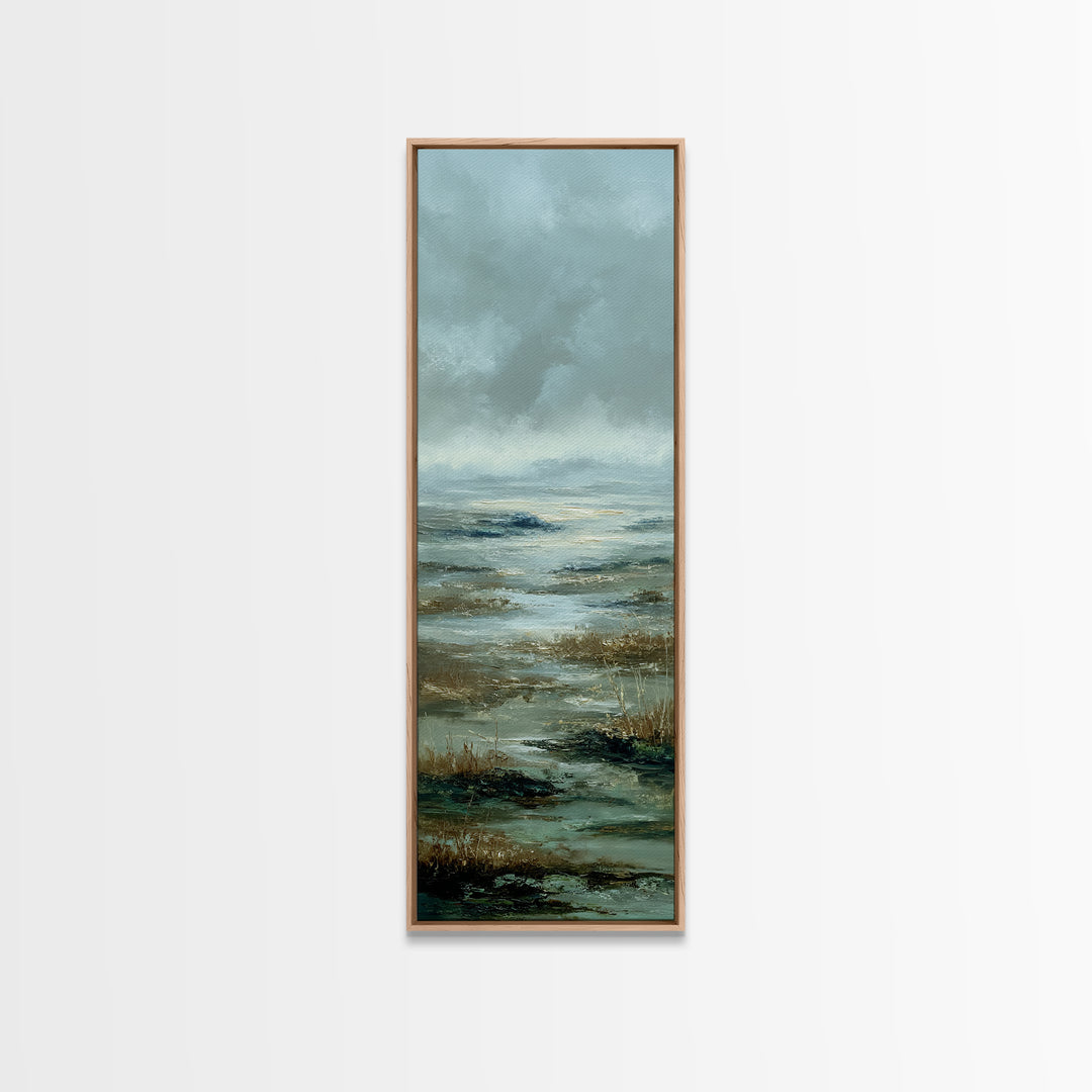 Tranquil Cloudscape with Blush Undertones Canvas Print, Above Bed Art, Horizontal Wall Art, Bedroom Decor, Fine Art, Serenity, ABA-1x3-41