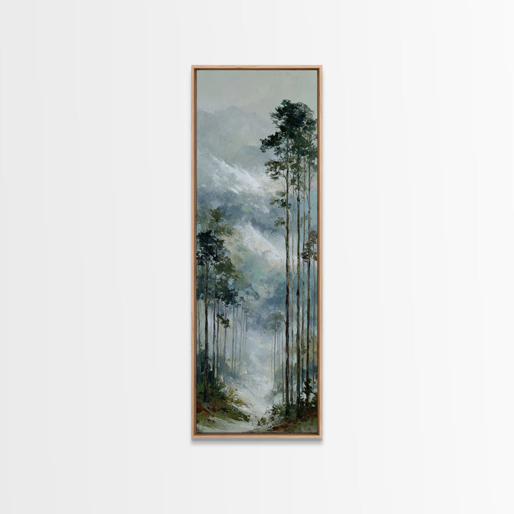 Quiet Forest Ridge Softened by Fog Framed Canvas Print, Above Bed Art, Bedroom Wall Decor, Bedroom Decor, Fine Art, Serenity, ABA-1x3-50