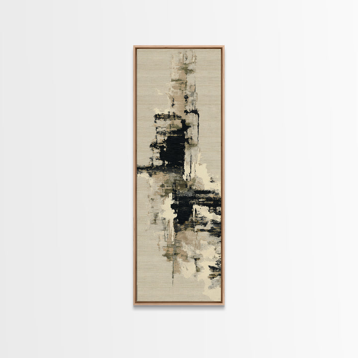 Japandi Ink Shapes Framed Canvas Print, Above Bed Art, Western Decor, Bedroom Decor, Abstract Art, Serenity, ABA-1x3-54