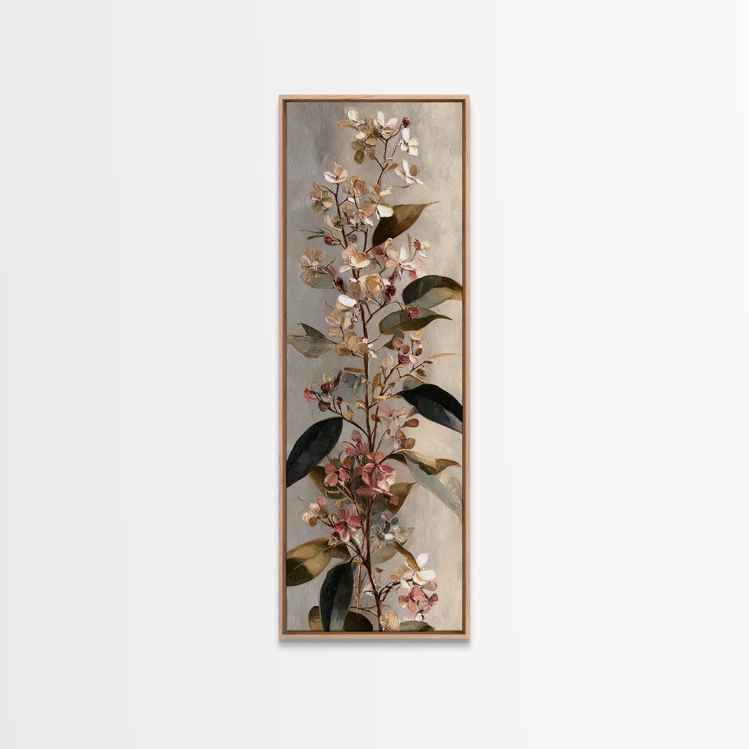 Soft Eucalyptus Branches Arranged Symmetrically Canvas Print, Above Bed Art, Neutral Decor, Bedroom Decor, Serenity, ABA-1x3-66
