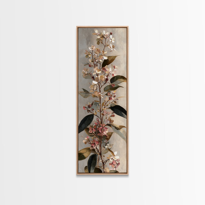 Soft Eucalyptus Branches Arranged Symmetrically Canvas Print, Above Bed Art, Neutral Decor, Bedroom Decor, Serenity, ABA-1x3-66