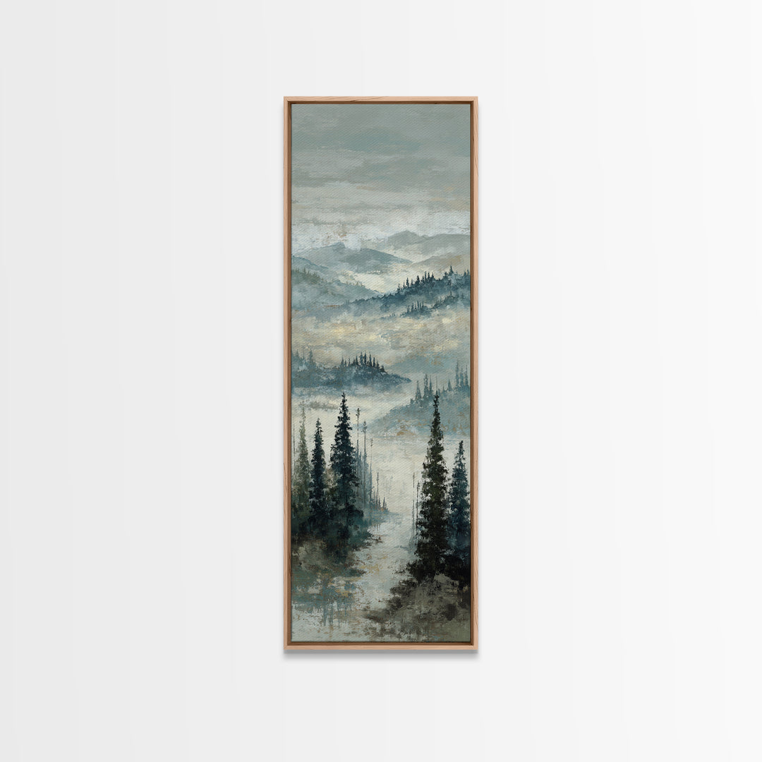 Soft Alpine Horizon Framed Canvas Print, Above Bed Art, Original Art, Bedroom Decor, Oil Painting, Serenity, ABA-1x3-84