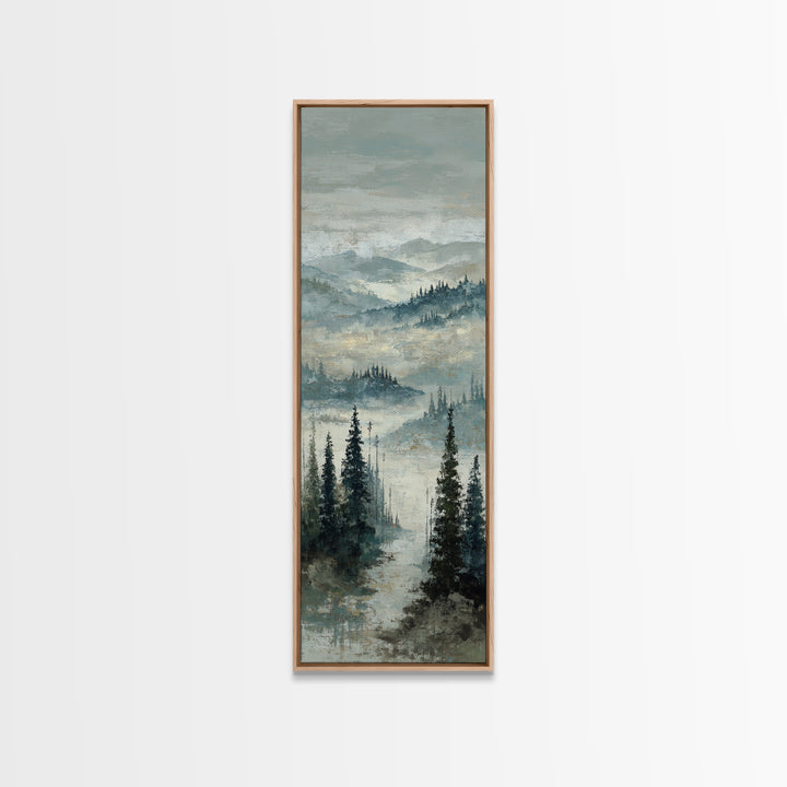 Soft Alpine Horizon Framed Canvas Print, Above Bed Art, Original Art, Bedroom Decor, Oil Painting, Serenity, ABA-1x3-84