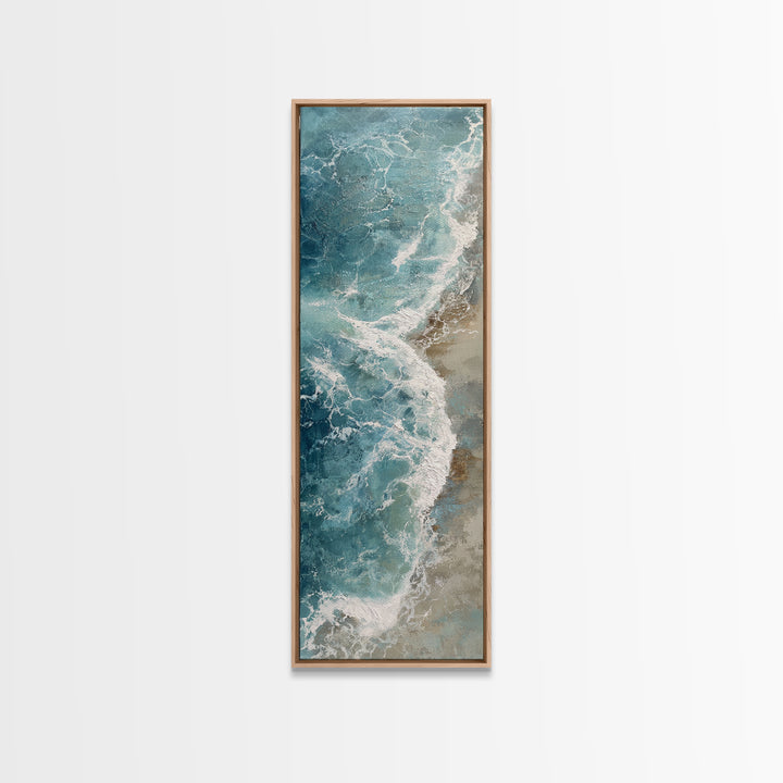 Serene Ocean Tide Seen from Above Canvas Print, Above Bed Art, Gallery Decor, Bedroom Decor, Fine Art, Serenity, Wall Art, ABA-1x3-9