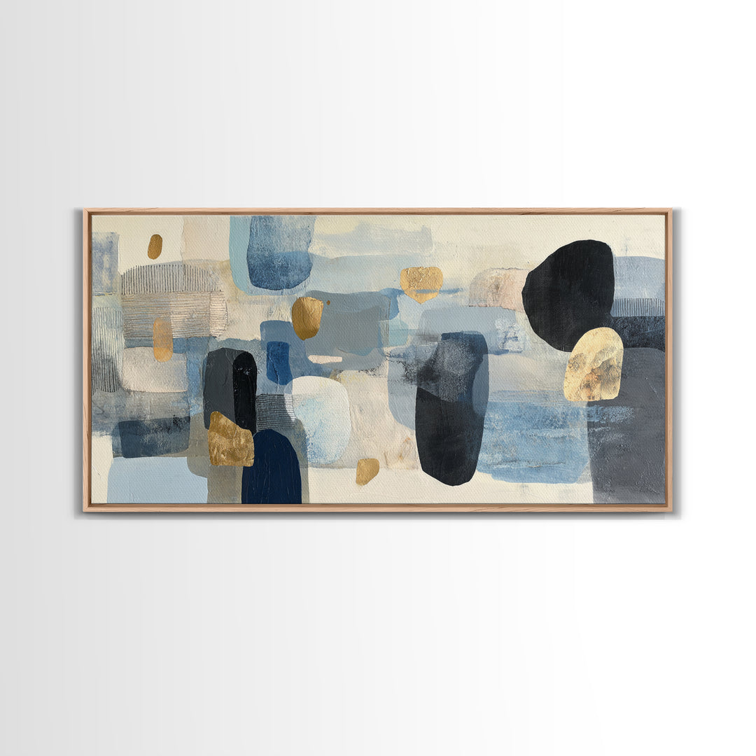 Japandi Ink Shapes Framed Canvas Print, Above Bed Art, Modern Decor, Bedroom Decor, Abstract Art, Serenity, Digital Prints, ABA-2x1-14