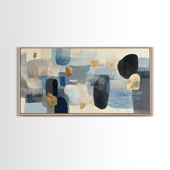 Japandi Ink Shapes Framed Canvas Print, Above Bed Art, Modern Decor, Bedroom Decor, Abstract Art, Serenity, Digital Prints, ABA-2x1-14