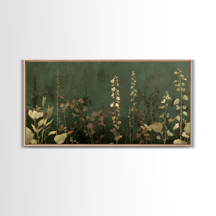 Tonal Botanical Shadows on Plaster Surface Canvas Print, Above Bed Art, Photography Prints, Bedroom Decor, Serenity, ABA-2x1-19