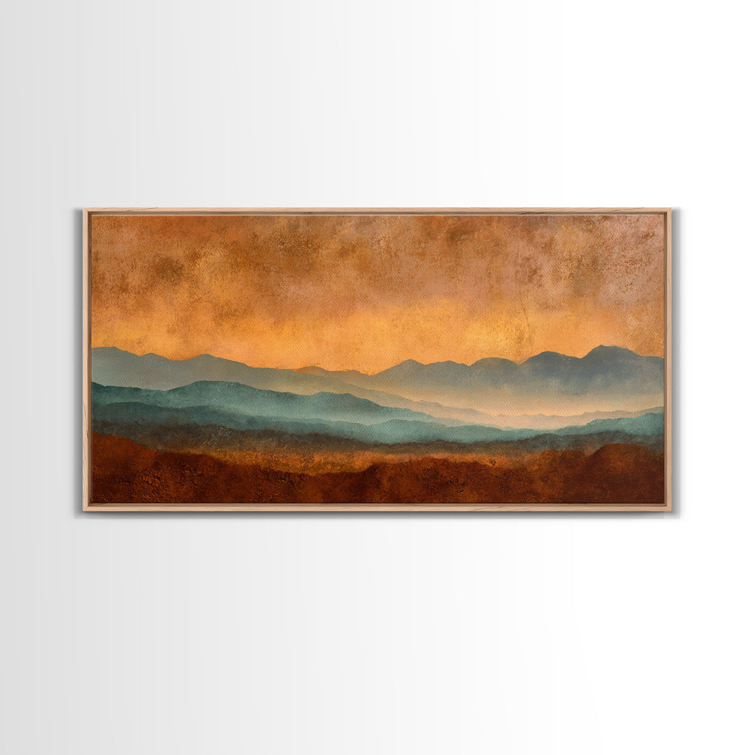 Dreamy Desert Sunset Framed Canvas Print, Above Bed Art, Modern Decor, Bedroom Decor, Fine Art, Serenity, Digital Prints, ABA-2x1-27