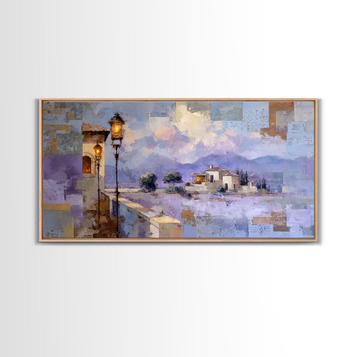 Oversized Lavender Field Canvas Print, Above Bed Art, Bedroom Decor, Oil Painting, Serenity, Whimsical Decor, ABA-2x1-39