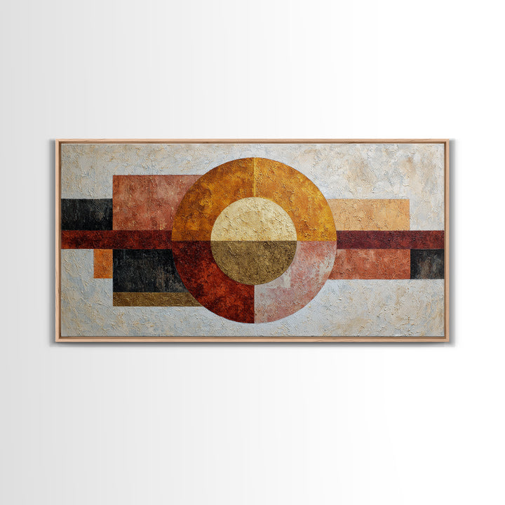Abstract Sunrise Geometry Framed Canvas Print, Above Bed Art, Wall Decor, Bedroom Decor, Fine Art, Serenity, Apartment Decor, ABA-2x1-40