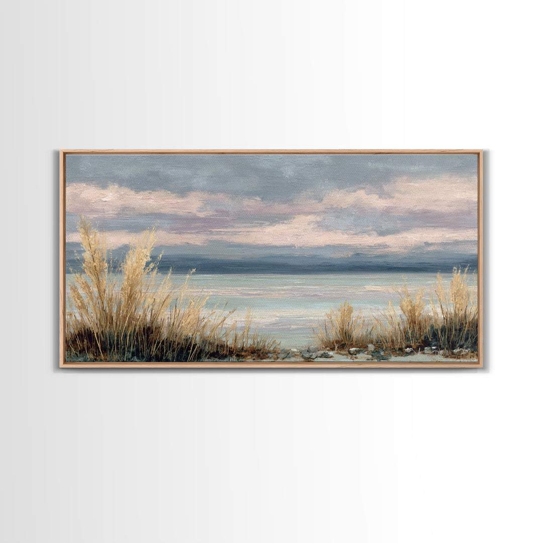Tranquil Cloudscape with Blush Undertones Canvas Print, Above Bed Art, Dorm Decor, Bedroom Decor, Fine Art, Serenity, ABA-2x1-49