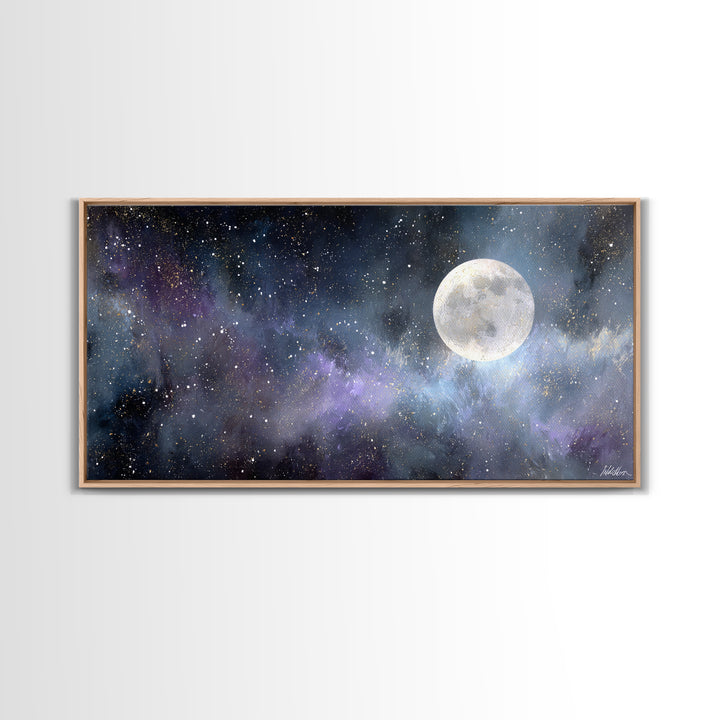 Subtle Celestial Scene Canvas Print, Above Bed Art, Digital Art, Bedroom Decor, Fine Art, Serenity, Living Room Decor, ABA-2x1-57