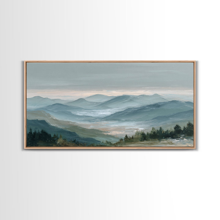Soft Alpine Horizon Canvas Print, Above Bed Art, Large Wall Art, Bedroom Decor, Fine Art, Serenity, Japanese Wall Art, ABA-2x1-68