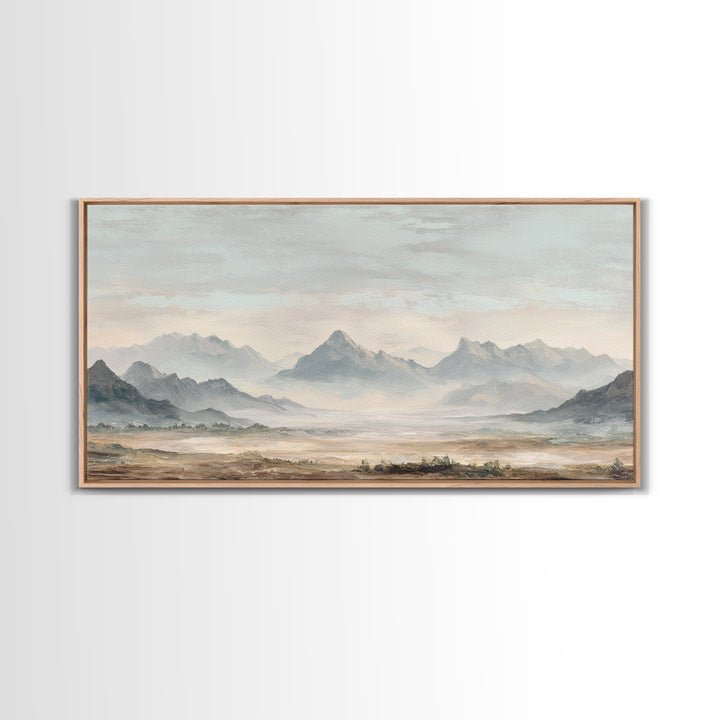 Panoramic Misty Mountain Landscape Canvas Print, Above Bed Art, Textured Wall Art, Bedroom Decor, Fine Art, Serenity, ABA-2x1-69