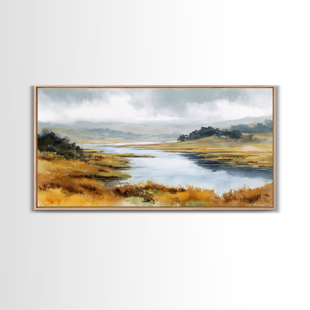 Calming Lake Reflection Framed Canvas Print, Above Bed Art, Digital Prints, Bedroom Decor, Fine Art, Serenity, Printable Art, ABA-2x1-7
