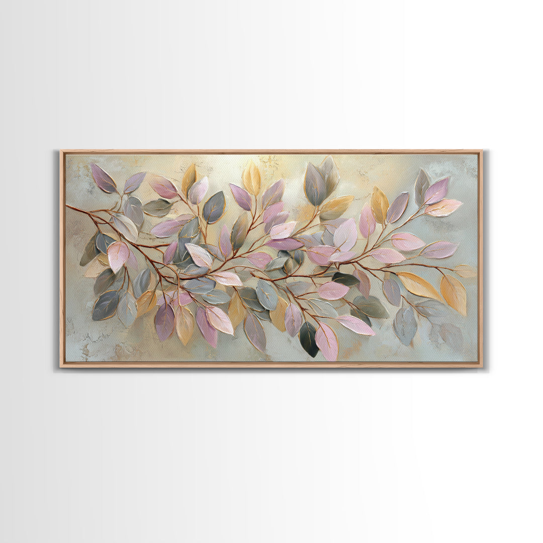 Soft Eucalyptus Branches Arranged Symmetrically Canvas Print, Above Bed Art, Bedroom Decor, Watercolor Art, Serenity, ABA-2x1-74