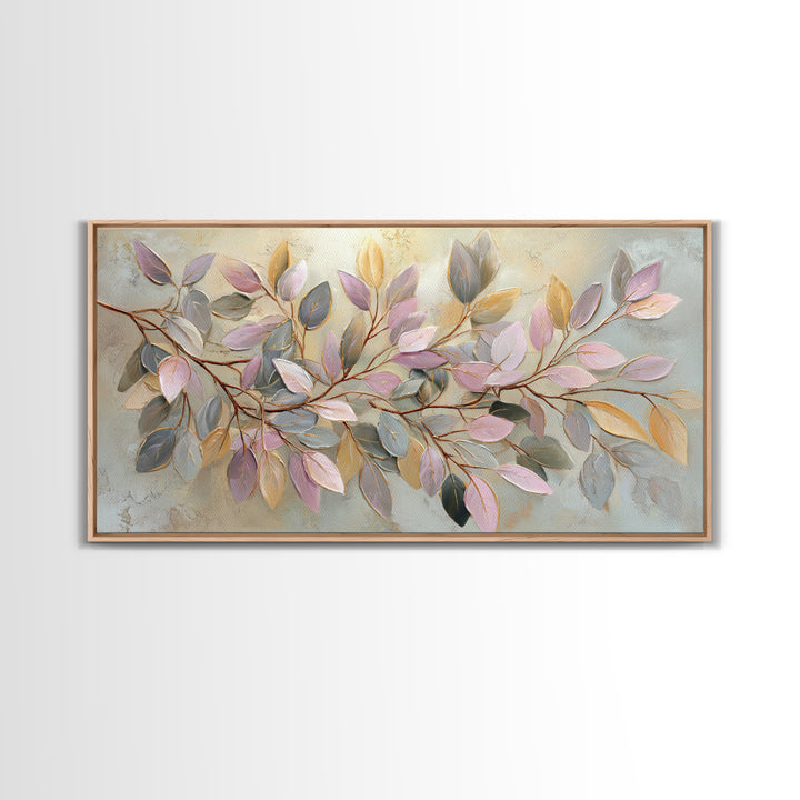 Soft Eucalyptus Branches Arranged Symmetrically Canvas Print, Above Bed Art, Bedroom Decor, Watercolor Art, Serenity, ABA-2x1-74