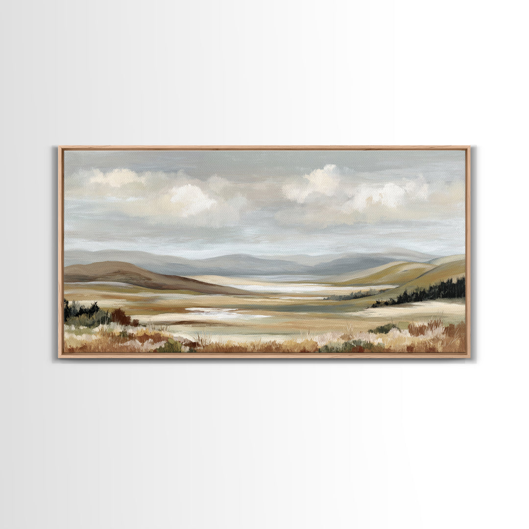 Soft Romantic Landscape Framed Canvas Print, Above Bed Art, Canvas Wall Art, Bedroom Decor, Fine Art, Serenity, Boho Wall Decor, ABA-2x1-85