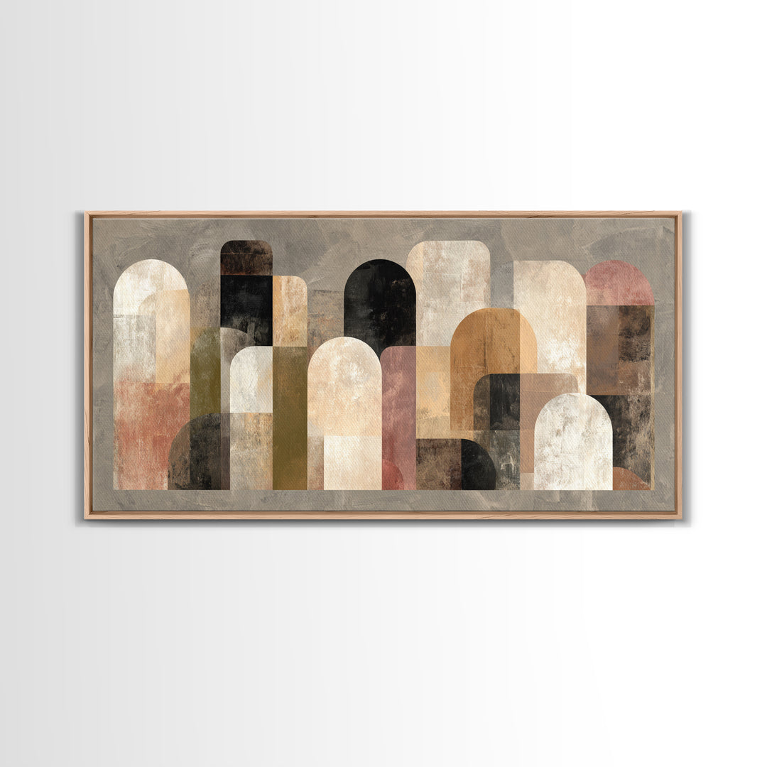 Neutral Abstract Arches Framed Canvas Print, Above Bed Art, Japanese Wall Art, Bedroom Decor, Fine Art, Serenity, Neutral Decor, ABA-2x1-96