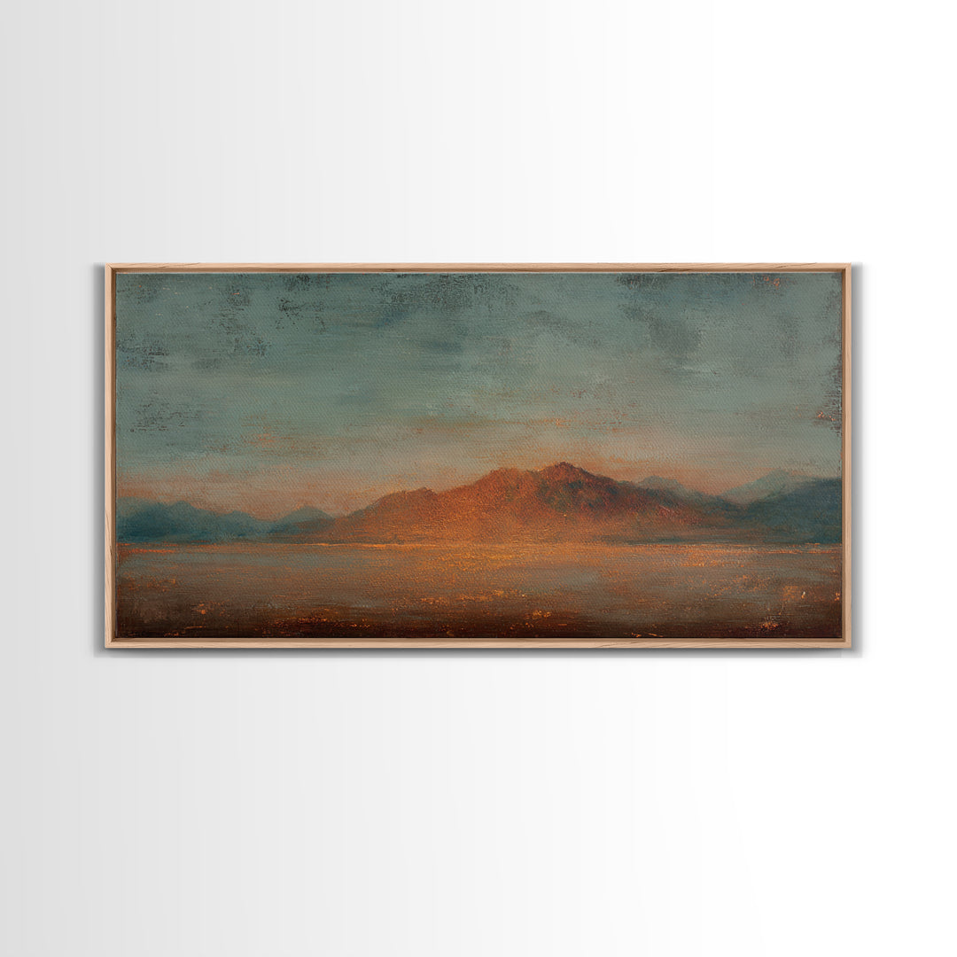 Dreamy Desert Sunset Framed Canvas Print, Above Bed Art, Printable Art, Bedroom Decor, Fine Art, Serenity, Bedroom Wall Art, ABA-2x1-99