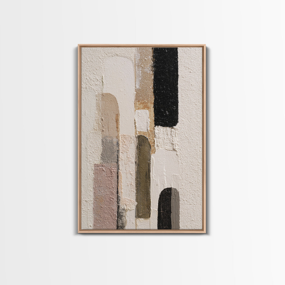 Neutral Abstract Arches Framed Canvas Print, Above Bed Art, Minimalist Decor, Bedroom Decor, Serenity, Textured Wall Art, ABA-2x3-12