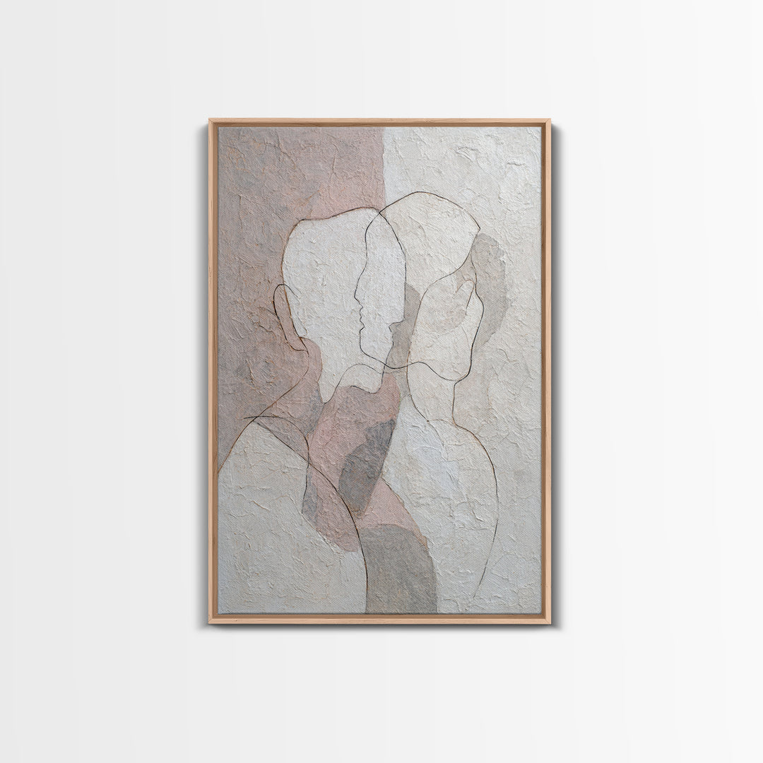 Minimal Two Figure Line Drawing Canvas Print, Above Bed Art, Boho Wall Decor, Bedroom Decor, Fine Art, Serenity, Fine Art Print, ABA-2x3-16