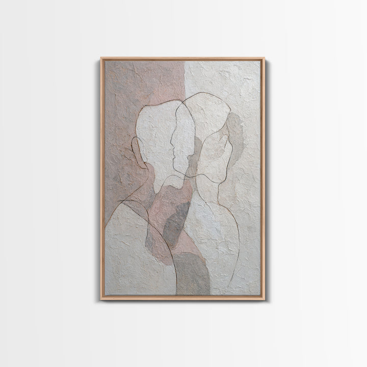 Minimal Two Figure Line Drawing Canvas Print, Above Bed Art, Boho Wall Decor, Bedroom Decor, Fine Art, Serenity, Fine Art Print, ABA-2x3-16