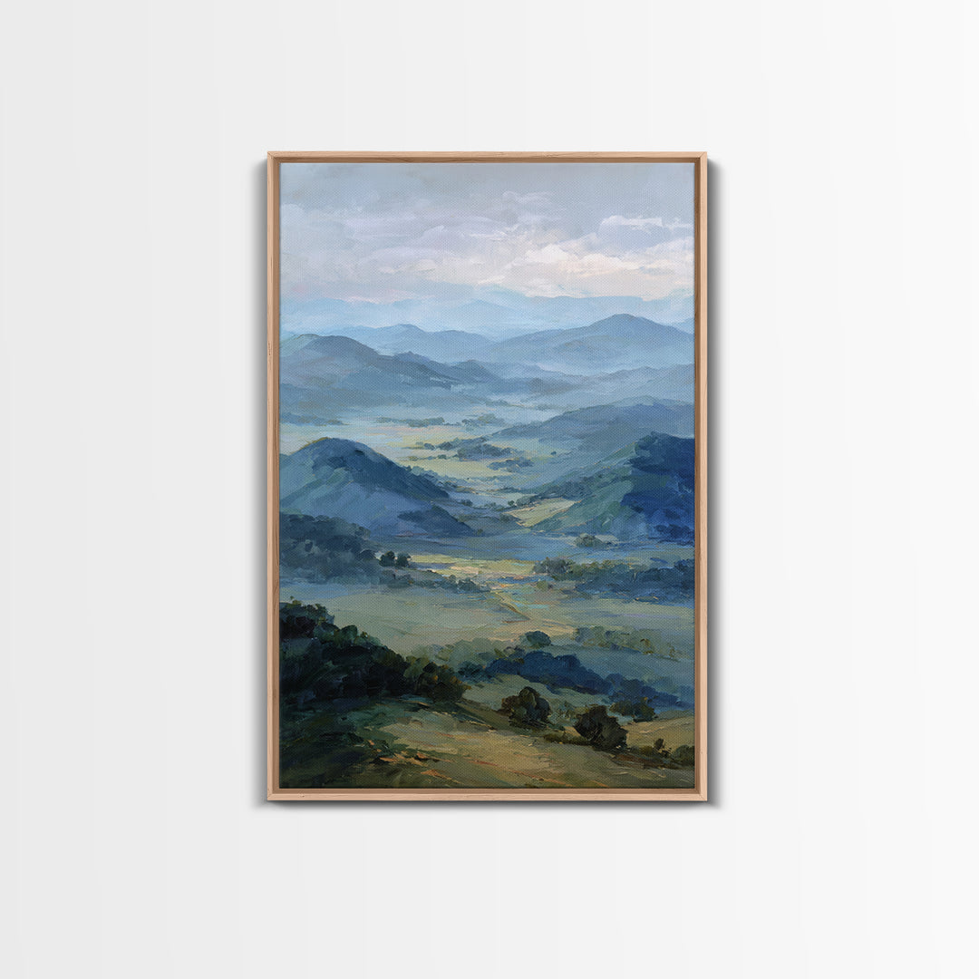 Soft Romantic Landscape Framed Canvas Print, Above Bed Art, Wall Art, Bedroom Decor, Oil Painting, Serenity, Digital Print, ABA-2x3-25