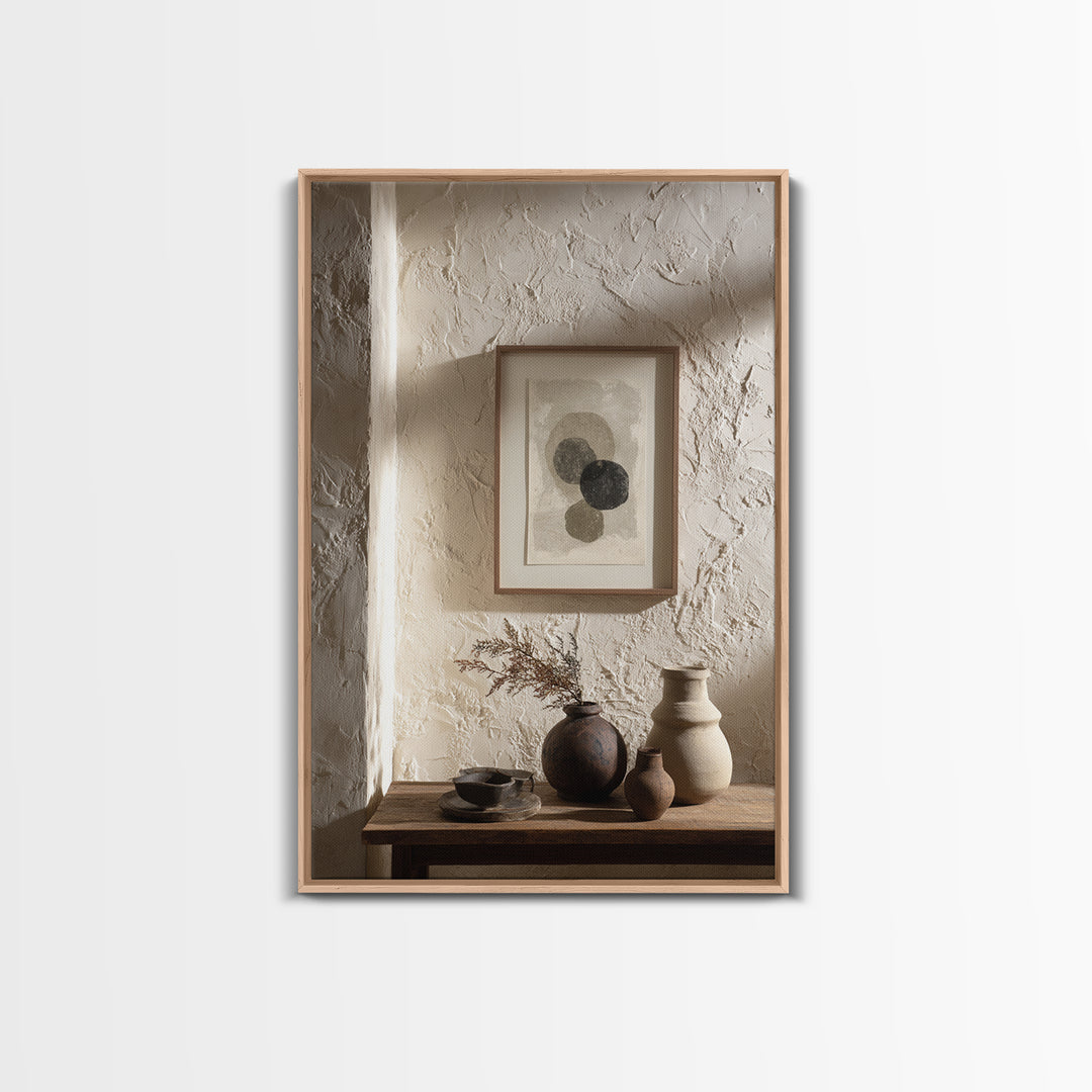 Japandi Ink Shapes Framed Canvas Print, Above Bed Art, Statement Artwork, Bedroom Decor, Fine Art, Serenity, Printable Wall Art, ABA-2x3-26