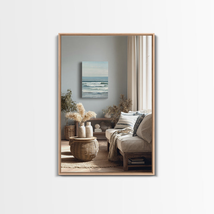 Serene Ocean Tide Seen from Above Canvas Print, Above Bed Art, Wall Decor, Bedroom Decor, Fine Art, Serenity, Apartment Decor, ABA-2x3-29